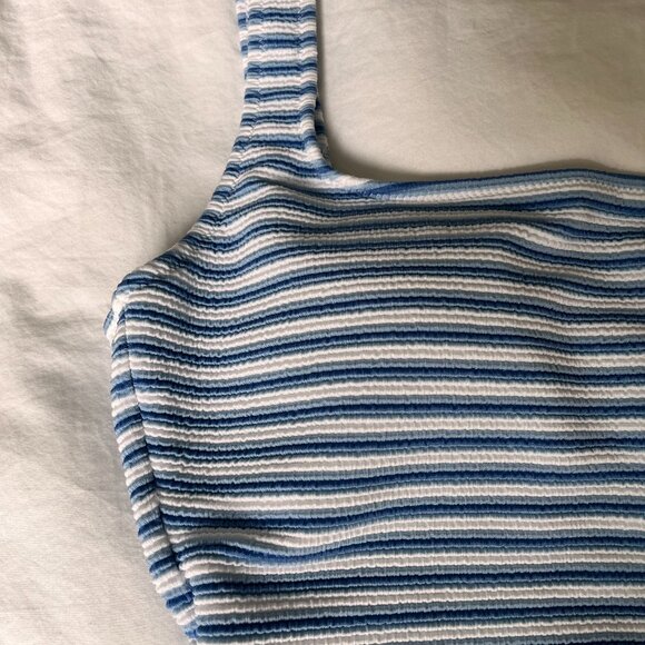 NWT J.Crew Textured Squareneck One-Piece in Stripe - Picture 2 of 7